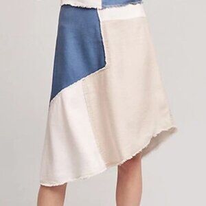Anthropologie Frida Patchwork Skirt, Holding Horses Asymmetrical Midi Skirt